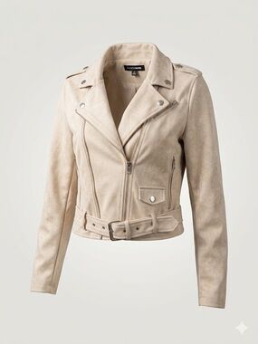 Fashion Nova Beige Suede Moto Jacket